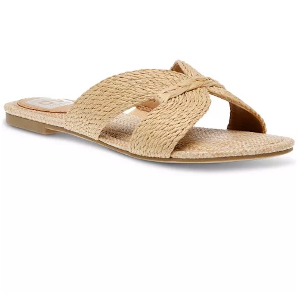 Women's Geeya Raffia Criss Cross Strap Flat Slide Sandals